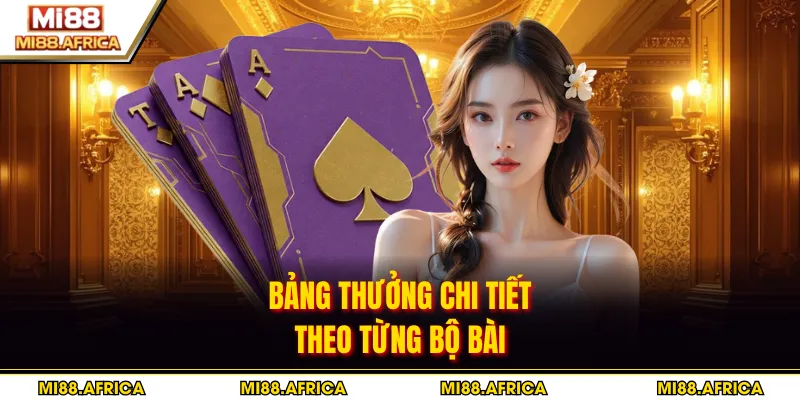 Bảng thưởng chi tiết theo từng bộ bài